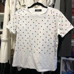 Multicolored Diamond covered t shirt